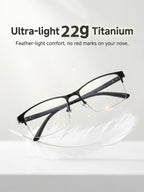 【Adaptive Smart Vision】👓Ultra-light Titanium Alloy Smart Photochromic Half-frame Reading Glasses- Instantly adapts to presbyopia, myopia & astigmatism. No eye exam!