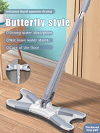 Hand-free rotating floor mop