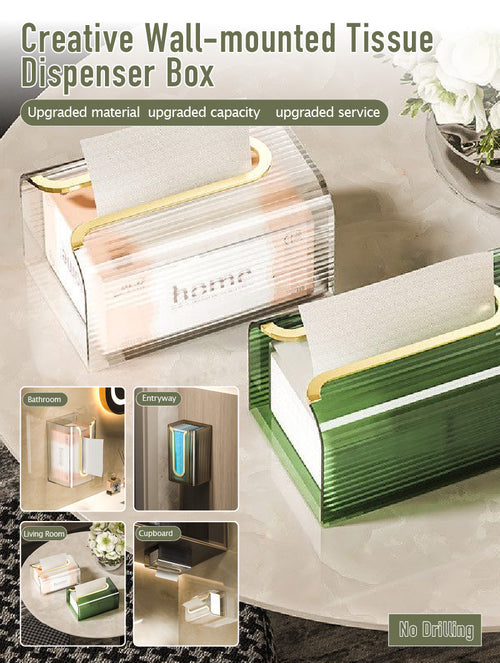Acrylic wall-mounted tissue dispenser box