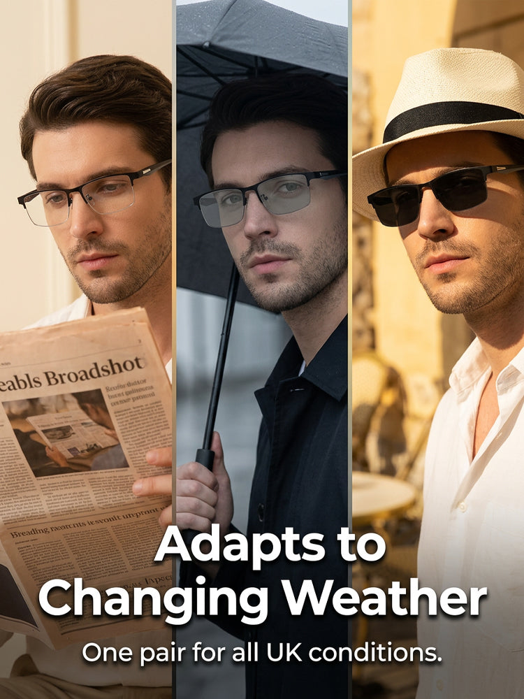 【Adaptive Smart Vision】👓Ultra-light Titanium Alloy Smart Photochromic Half-frame Reading Glasses- Instantly adapts to presbyopia, myopia & astigmatism. No eye exam!