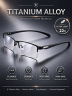 【Adaptive Smart Vision】👓Ultra-light Titanium Alloy Smart Photochromic Half-frame Reading Glasses- Instantly adapts to presbyopia, myopia & astigmatism. No eye exam!