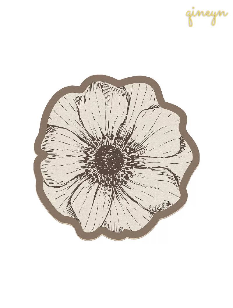 [Water Absorbing and Oil Repelling] Rose Flower Kitchen Bathroom Siliceous Clay Drain Pad