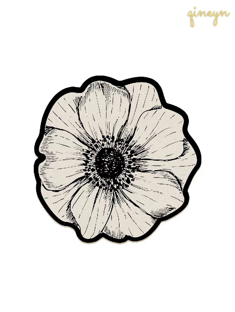 [Water Absorbing and Oil Repelling] Rose Flower Kitchen Bathroom Siliceous Clay Drain Pad