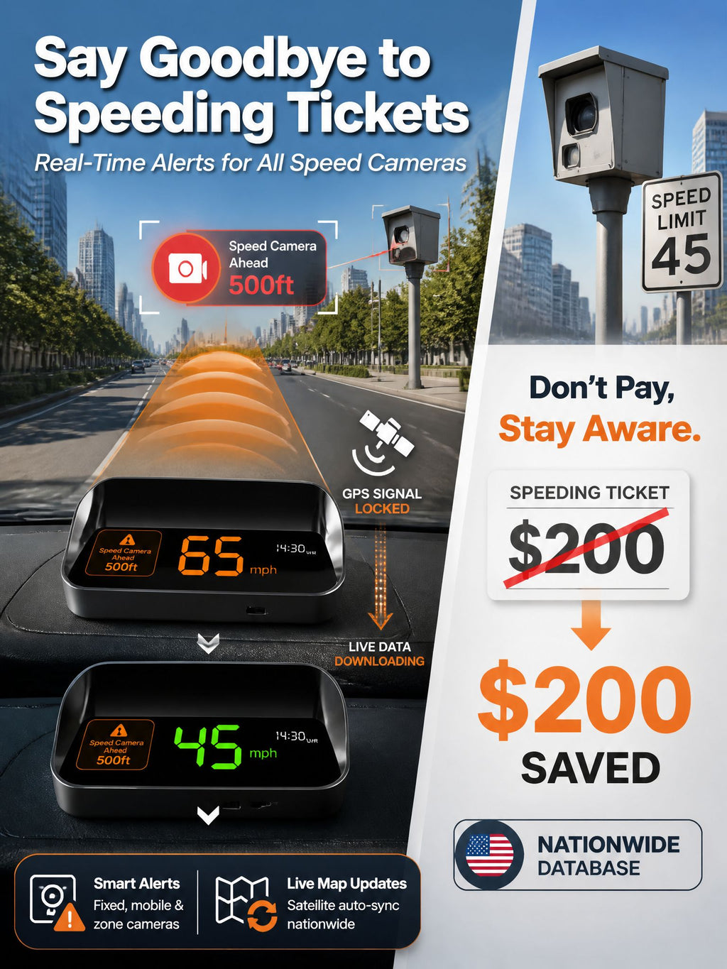 【Smart In-Car HUD Co-Pilot】Works on Sedans, SUVs, Pickups, RVs, and More! 30-Day Risk-Free Trial