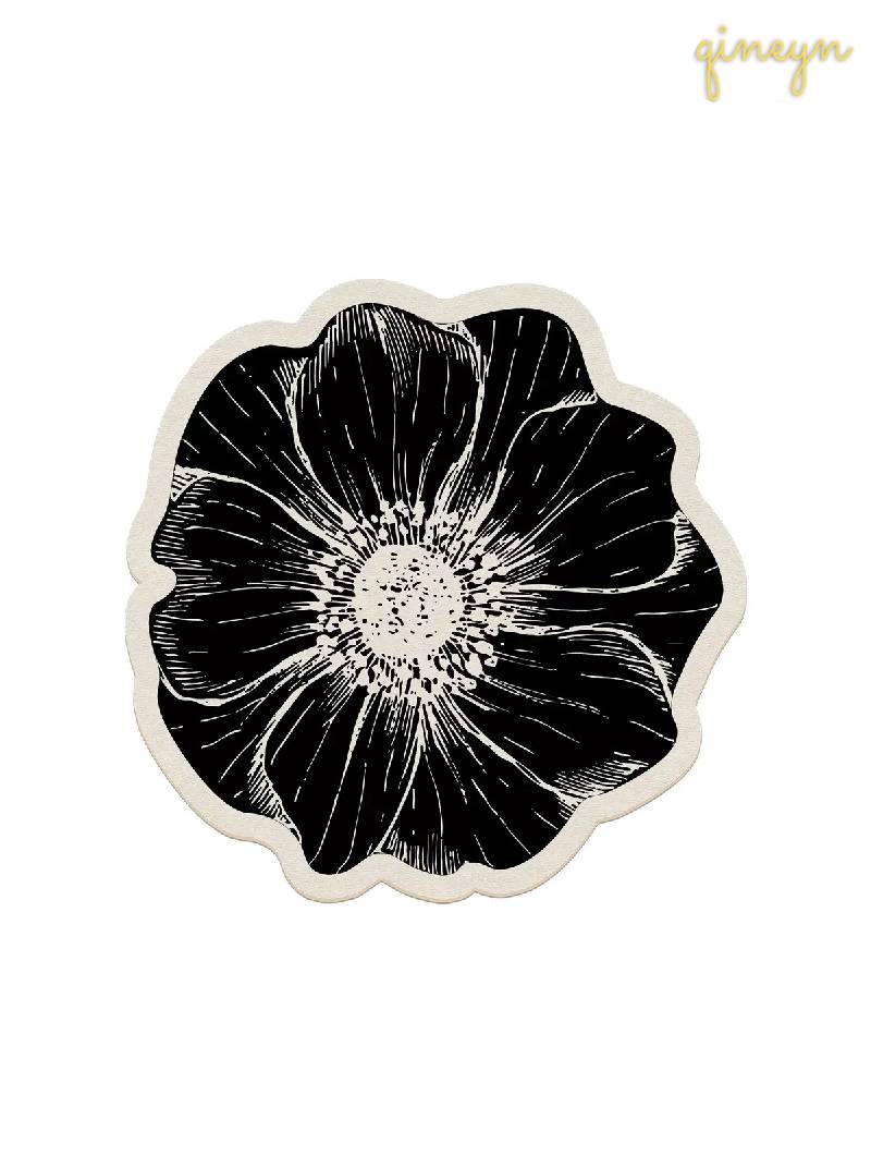 [Water Absorbing and Oil Repelling] Rose Flower Kitchen Bathroom Siliceous Clay Drain Pad