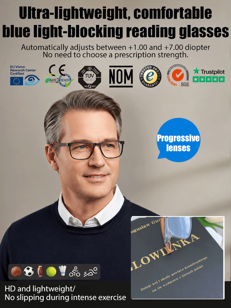 No eye exam needed • Lifetime use • Auto-focus from -10.0° to +10.0° — Multifocal sports glasses