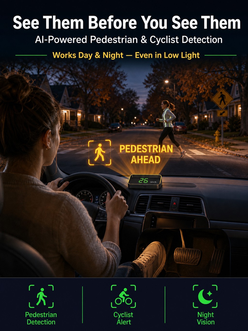 【Smart In-Car HUD Co-Pilot】Works on Sedans, SUVs, Pickups, RVs, and More! 30-Day Risk-Free Trial