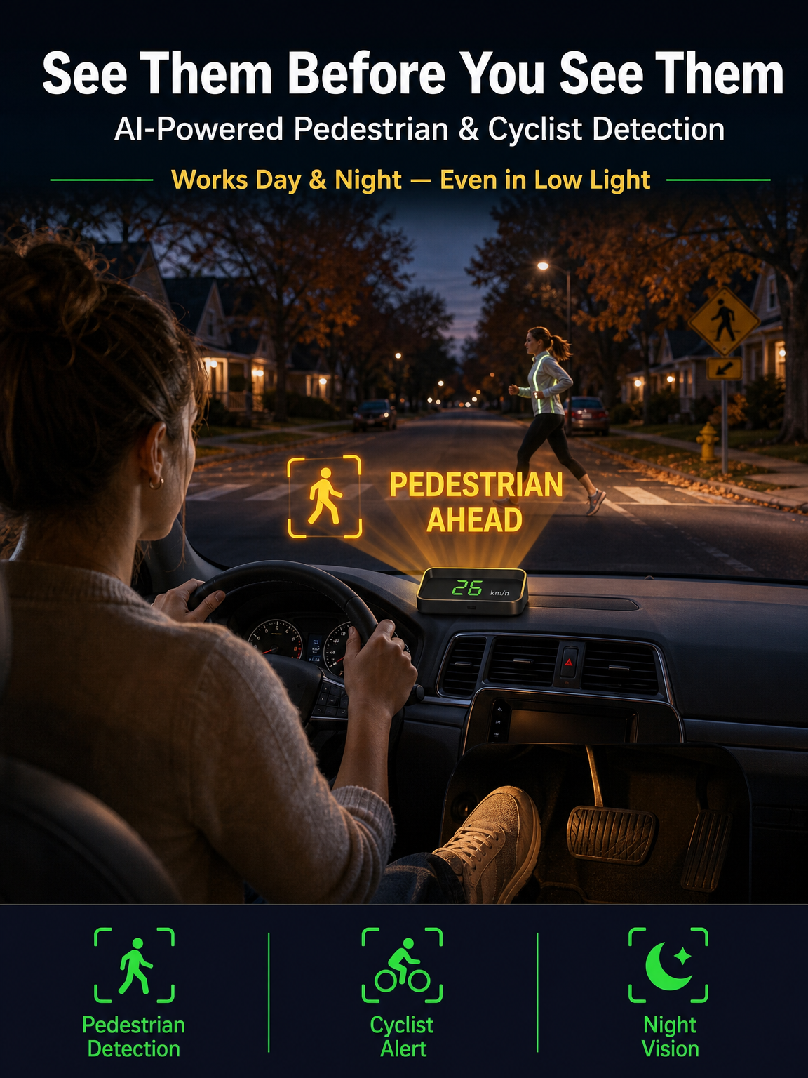 【Smart In-Car HUD Co-Pilot】Works on Sedans, SUVs, Pickups, RVs, and More! 30-Day Risk-Free Trial