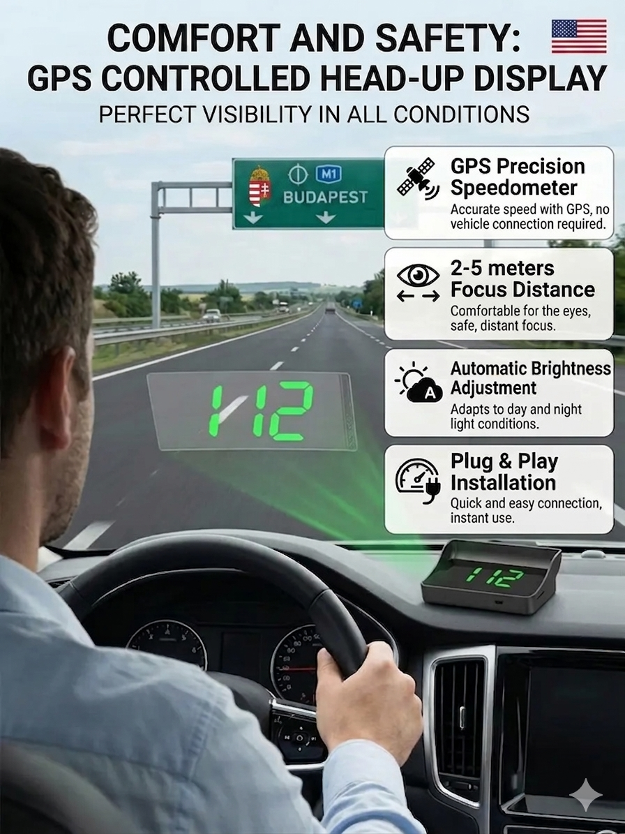 【Smart In-Car HUD Co-Pilot】Works on Sedans, SUVs, Pickups, RVs, and More! 30-Day Risk-Free Trial