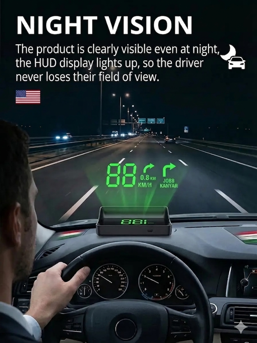【Smart In-Car HUD Co-Pilot】Works on Sedans, SUVs, Pickups, RVs, and More! 30-Day Risk-Free Trial