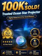 Topacme™ Deep Sea & Star Hologram Projector | Large-sphere projection & 4K immersive visuals. Instantly soothe your night!